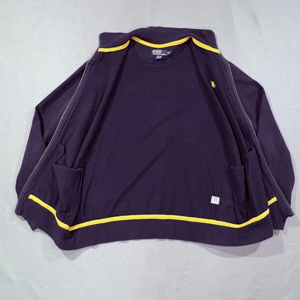 Polo Ralph‎ Lauren Sweater Men 2XL Purple Mock Neck Full Zip Fleece Pony Logo